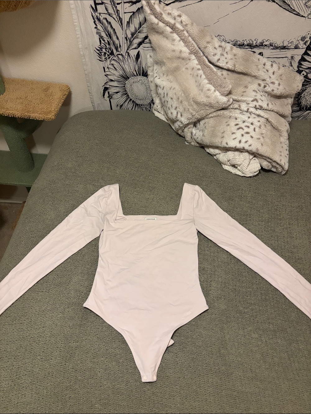 Baby pink square neck contour body suit
